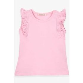 Breeze Pudra 3-7 Yaş Kolları Fırfırlı Kız Çocuk T-shirt