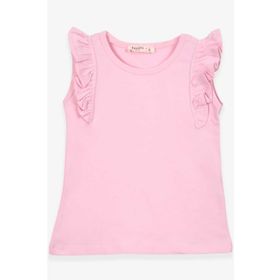 Breeze Pudra 3-7 Yaş Kolları Fırfırlı Kız Çocuk T-shirt