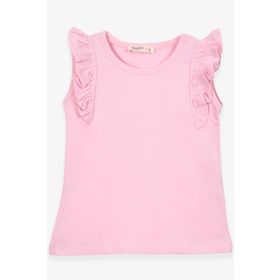 Breeze Pudra 3-7 Yaş Kolları Fırfırlı Kız Çocuk T-shirt