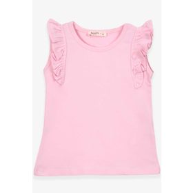 Breeze Pudra 3-7 Yaş Kolları Fırfırlı Kız Çocuk T-shirt