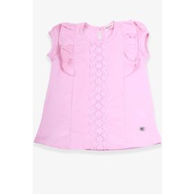 Breeze Pudra 3-8 Yaş Fırfırlı Güpürlü Kız Çocuk T-shirt