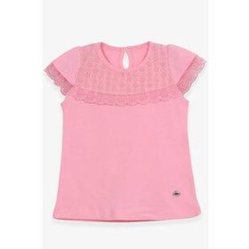 Breeze Pudra 3-8 Yaş Fisto Detaylı Kız Çocuk T-shirt