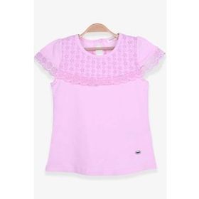 Breeze Pudra 3-8 Yaş Fisto Detaylı Kız Çocuk T-shirt