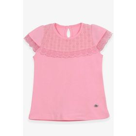 Breeze Pudra 3-8 Yaş Fisto Detaylı Kız Çocuk T-shirt