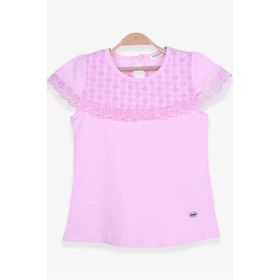 Breeze Pudra 3-8 Yaş Fisto Detaylı Kız Çocuk T-shirt