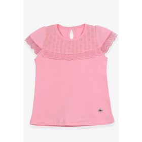 Breeze Pudra 3-8 Yaş Fisto Detaylı Kız Çocuk T-shirt