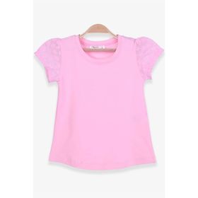 Breeze Pudra 3-8 Yaş Kolları Fistolu Kız Çocuk T-shirt