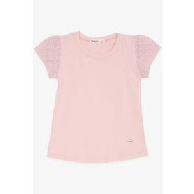 Breeze Pudra 3-8 Yaş Kolları Fistolu Kız Çocuk T-shirt