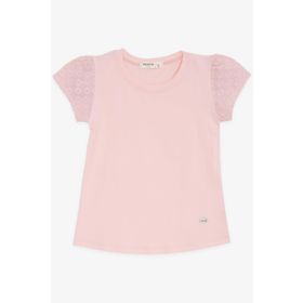 Breeze Pudra 3-8 Yaş Kolları Fistolu Kız Çocuk T-shirt