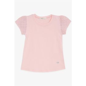 Breeze Pudra 3-8 Yaş Kolları Fistolu Kız Çocuk T-shirt