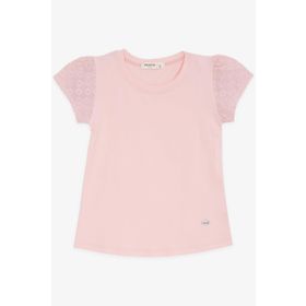 Breeze Pudra 3-8 Yaş Kolları Fistolu Kız Çocuk T-shirt