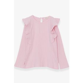 Breeze Pudra 6-12 Yaş Uzun Kollu Omuzu Fırfırlı Kız Çocuk Bluz