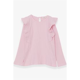 Breeze Pudra 6-12 Yaş Uzun Kollu Omuzu Fırfırlı Kız Çocuk Bluz