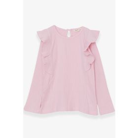 Breeze Pudra 6-12 Yaş Uzun Kollu Omuzu Fırfırlı Kız Çocuk Bluz