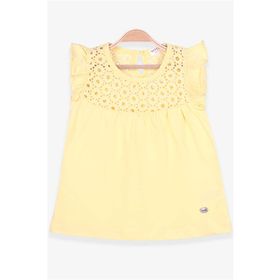 Breeze Sarı 4-8 Yaş Dantelli Kız Çocuk T-shirt