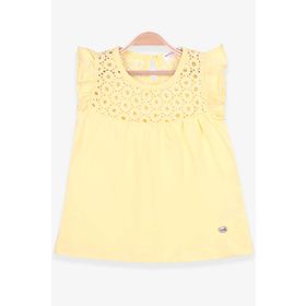 Breeze Sarı 4-8 Yaş Dantelli Kız Çocuk T-shirt