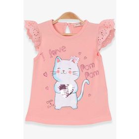 Breeze Somon 1-4 Yaş Kedicik Baskılı Kız Çocuk T-shirt