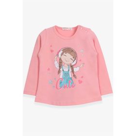 Breeze Somon 1-4 Yaş Uzun Kollu Sevimli Baskılı Kız Çocuk T-shirt