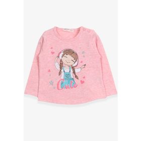 Breeze Somon 1-4 Yaş Uzun Kollu Sevimli Baskılı Kız Çocuk T-shirt