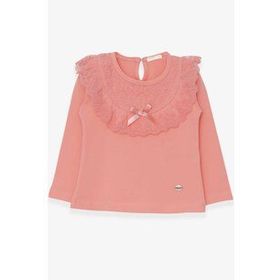 Breeze Somon 1.5-5 Yaş Uzun Kollu Fiyonklu Güpürlü Kız Çocuk T-shirt