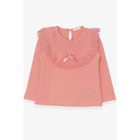 Breeze Somon 1.5-5 Yaş Uzun Kollu Fiyonklu Güpürlü Kız Çocuk T-shirt