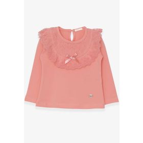 Breeze Somon 1.5-5 Yaş Uzun Kollu Fiyonklu Güpürlü Kız Çocuk T-shirt