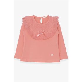 Breeze Somon 1.5-5 Yaş Uzun Kollu Fiyonklu Güpürlü Kız Çocuk T-shirt