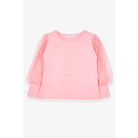 Breeze Somon 3-7 Yaş Kolları Tül Detaylı Kız Çocuk T-shirt