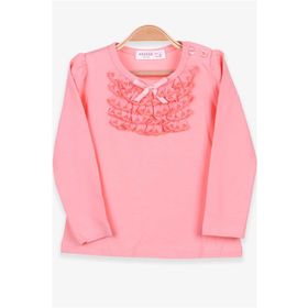 Breeze Somon 6 Ay-8 Yaş Uzun Kollu Güpürlü Fiyonklu Kız Bebek T-shirt