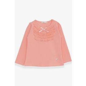 Breeze Somon 6 Ay-8 Yaş Uzun Kollu Güpürlü Fiyonklu Kız Bebek T-shirt