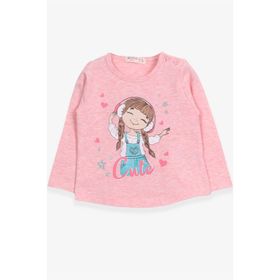 Breeze Somon Melanj 1-4 Yaş Sevimli Baskılı Kız Çocuk Uzun Kollu T-shirt