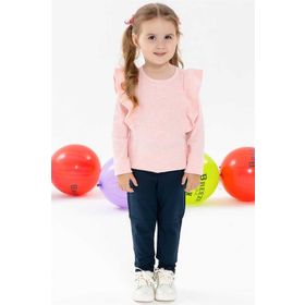 Breeze Somon Melanj 1.5-5 Yaş Omuzu Fırfırlı Kız Çocuk Uzun Kollu Bluz