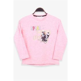 Breeze Somon Melanj 8-14 Yaş Uzun Kollu Baskılı Taşlı Kız Çocuk T-shirt
