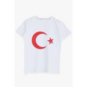 Breeze Türk Bayraklı Beyaz 4-14 Yaş Erkek Çocuk T-shirt