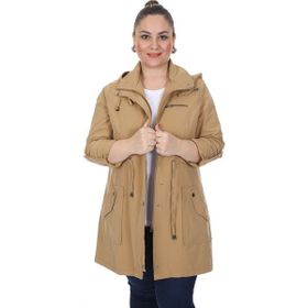 Brendon 21S32003019 Camel Büyük Beden Pamuklu Mevsimlik Kadın Trençkot