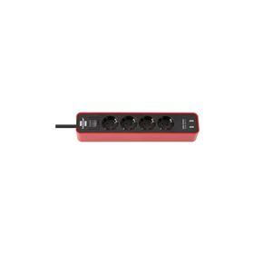 Brennenstuhl 2 X USB Hızlı Şarj Özellikli Kırmızı 4 Soketli Priz