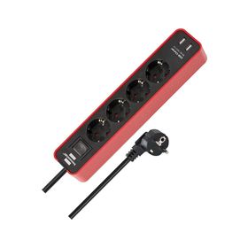 Brennenstuhl 2 X USB Hızlı Şarj Özellikli Kırmızı 4 Soketli Priz