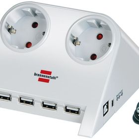 Brennenstuhl 4 USB 2.0 2.100 mAh 2 Soketli Beyaz Masaüstü Uzatma Priz