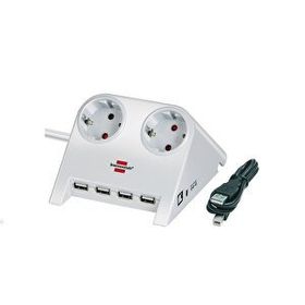Brennenstuhl 4 USB 2.0 2.100 mAh 2 Soketli Beyaz Masaüstü Uzatma Priz
