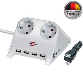 Brennenstuhl 4 USB 2.0 2.100 mAh 2 Soketli Beyaz Masaüstü Uzatma Priz