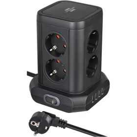 Brennenstuhl 4 x USB 8 Soketli Kablolu Kule Tipi Siyah Priz Ayırıcı