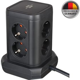 Brennenstuhl 4 x USB 8 Soketli Kablolu Kule Tipi Siyah Priz Ayırıcı