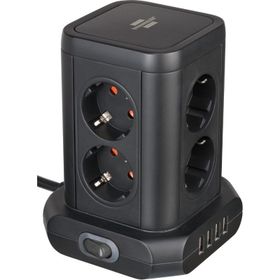Brennenstuhl 4 x USB 8 Soketli Kablolu Kule Tipi Siyah Priz Ayırıcı