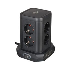 Brennenstuhl 4 x USB 8 Soketli Kablolu Kule Tipi Siyah Priz Ayırıcı