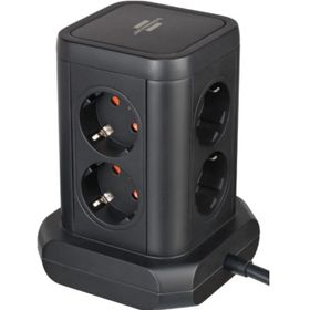 Brennenstuhl 4 x USB 8 Soketli Kablolu Kule Tipi Siyah Priz Ayırıcı