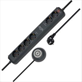 Brennenstuhl Eco Line Comfort Serisi Fonksiyonel Güvenlik Anahtarlı 6 Soketli Siyah 1.5 m Uzatma Prizi