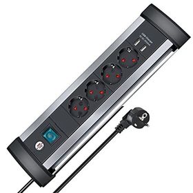 Brennenstuhl Ecolor Serisi 4 Soketli 2 USB Hızlı Şarj Özellikli Siyah 1.5 m Uzatma Prizi