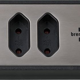 Brennenstuhl Estilo Mutfak ve Ofis Için Çelik Yüzeyli Köşeli 4 Soketli 2 USB 2 mt Uzatma Kablo