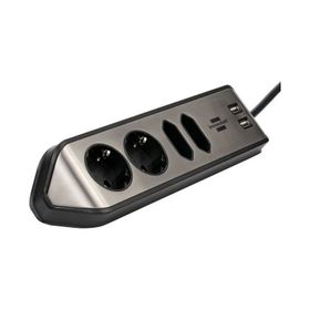 Brennenstuhl Estilo Serisi 4 Soketli 2 USB Şarj Özellikli Mutfak ve Ofis Köşe 2 mt Gri Priz Uzatma Kablosu