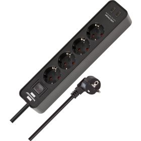 Brennenstuhl Hugo Serisi 4 Soketli 2 mt 19.500 MAH Siyah Akım Korumalı Priz Uzatma Kablosu